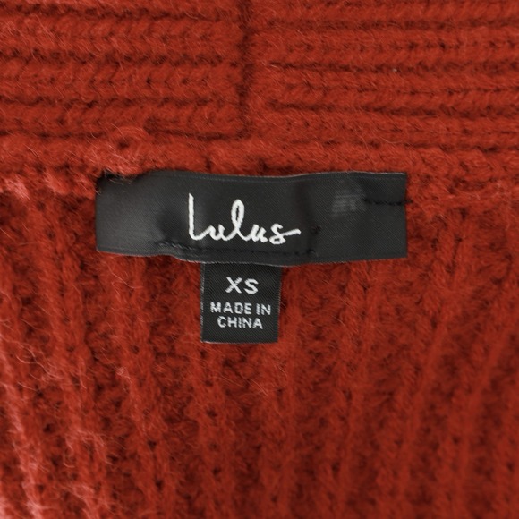 Lulus Impressive Comfort Red Chunky Open-Front Knit Shawl Collar‎ Cardigan XS - Picture 5 of 8